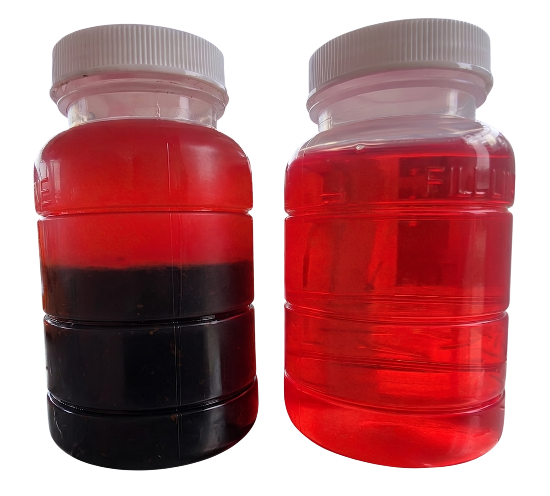 Before and After Fuel Quality Filtration Treatment Bottled Samples